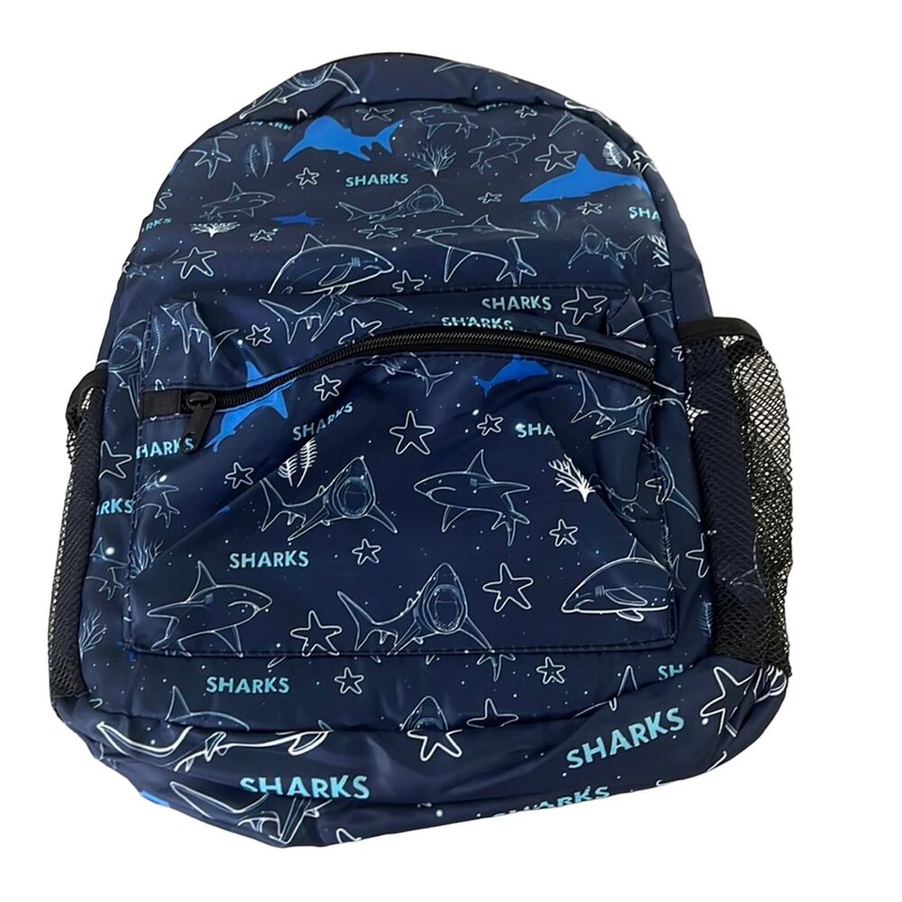 Shark Print Child’s Backpack New without Tags Lightweight Back to School